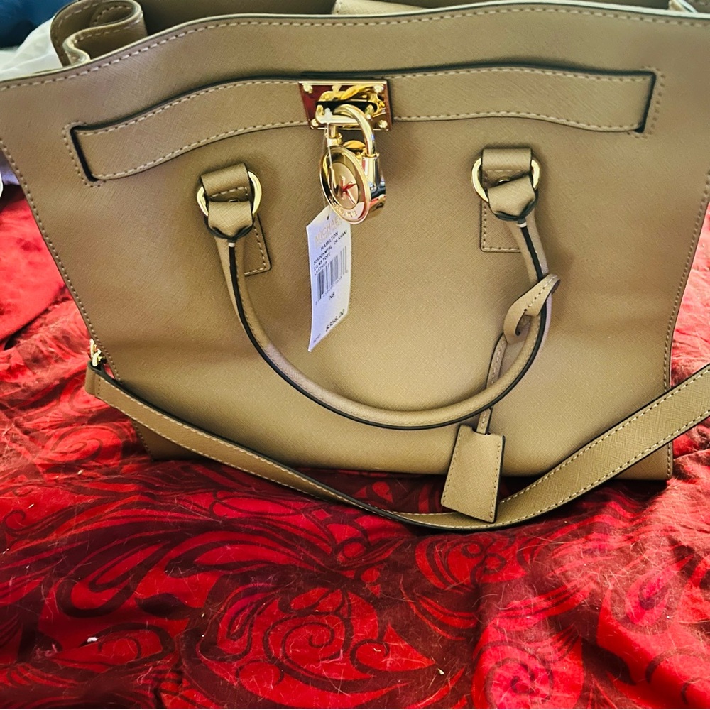 Michael Kors Tan Satchel with Gold Accents “Hamilton”